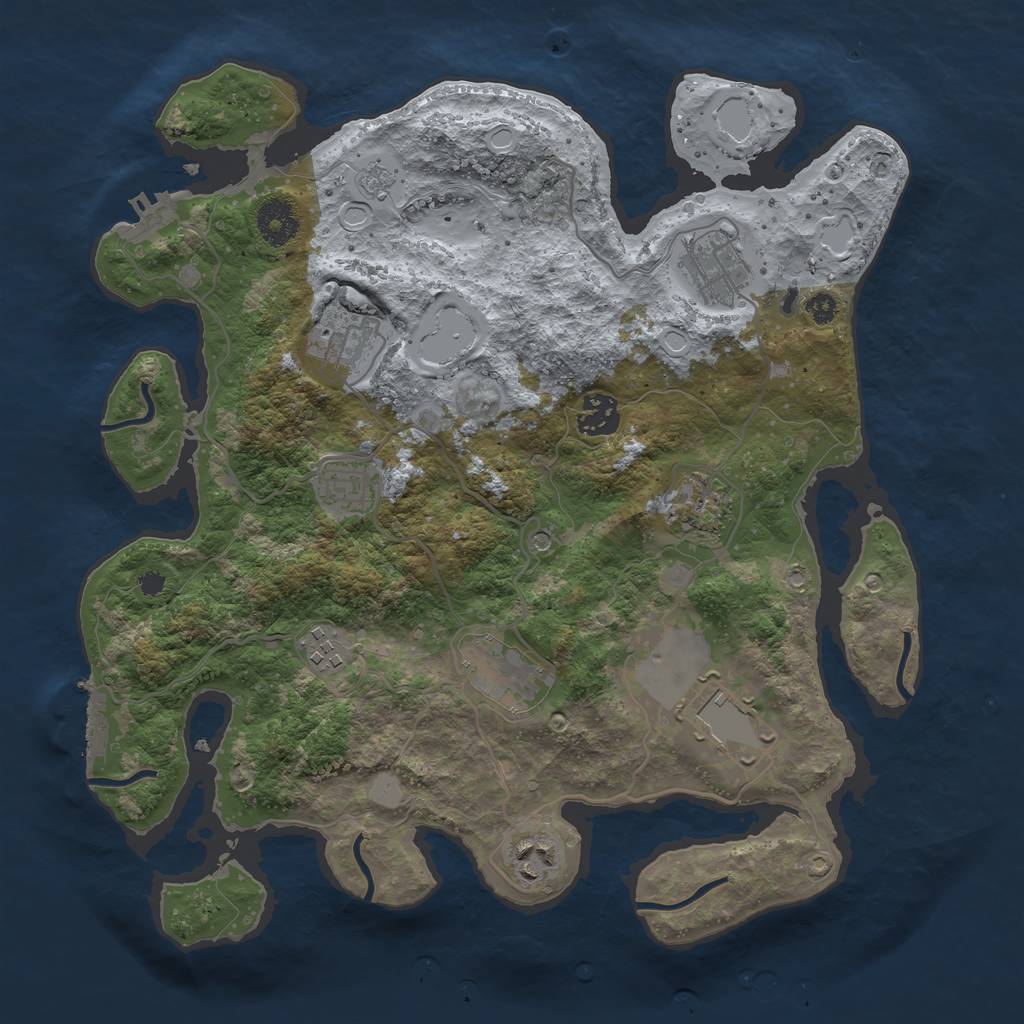 Rust Map: Procedural Map, Size: 3500, Seed: 1466833077, 18 Monuments