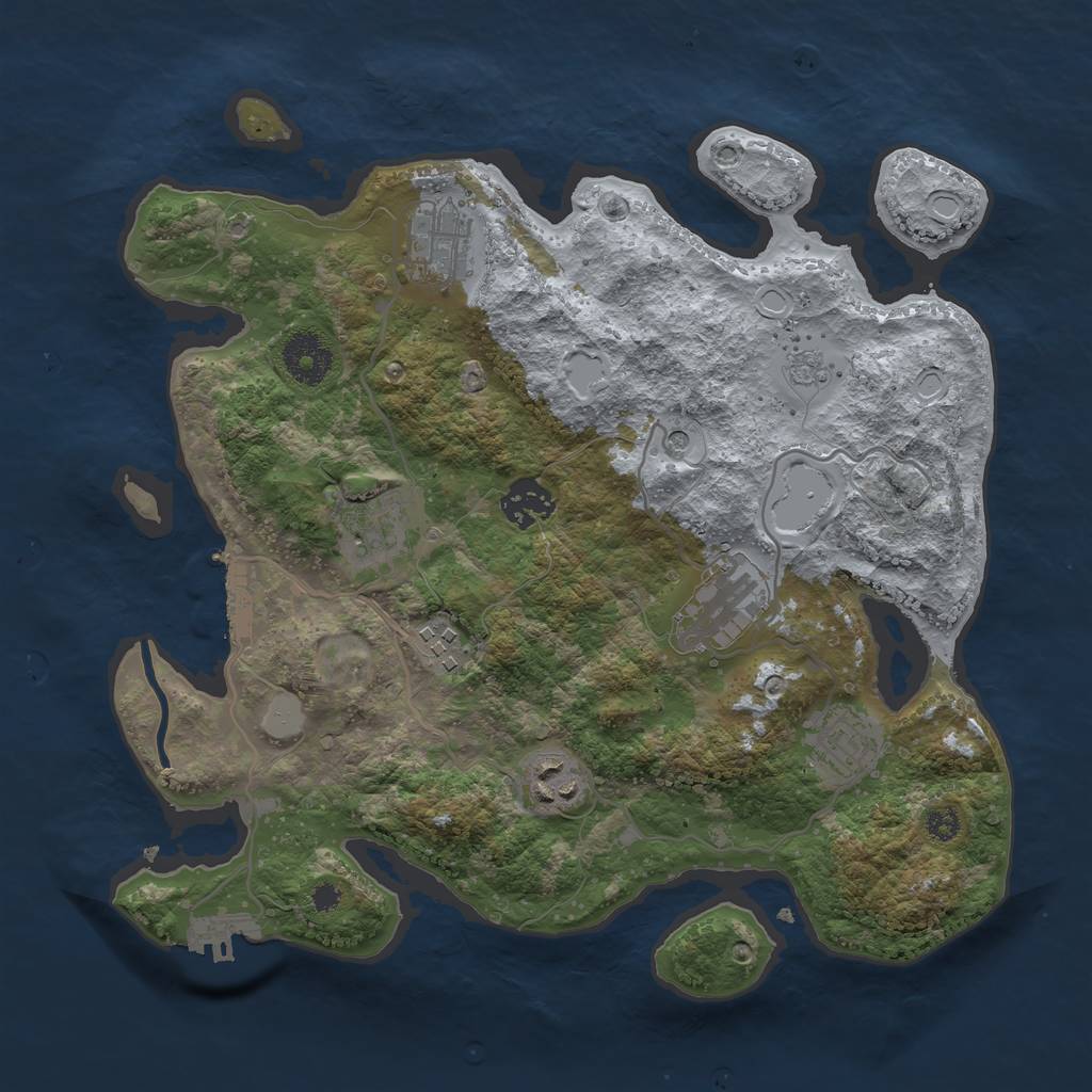 Rust Map: Procedural Map, Size: 3250, Seed: 42069, 16 Monuments
