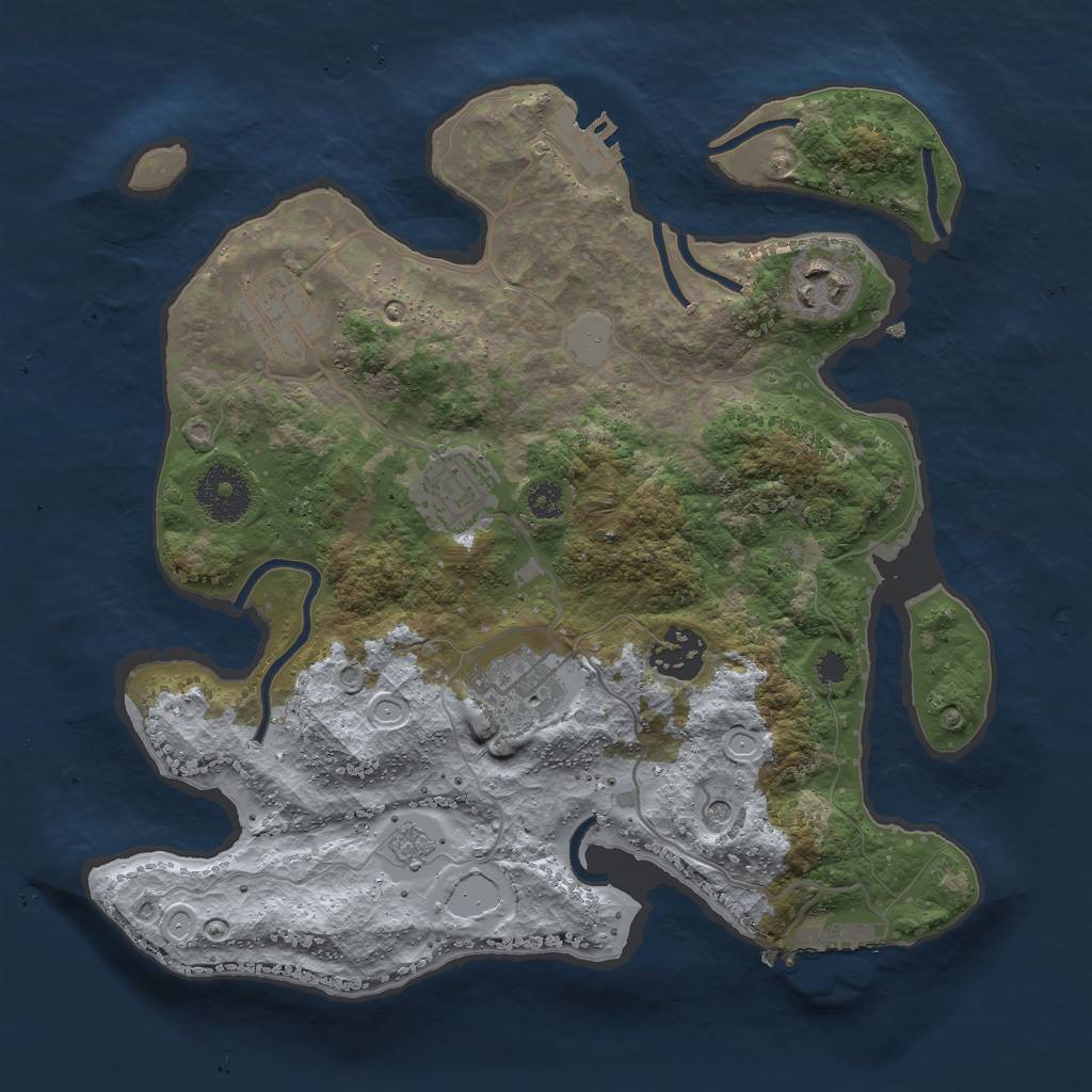 Rust Map: Procedural Map, Size: 3000, Seed: 105295, 14 Monuments