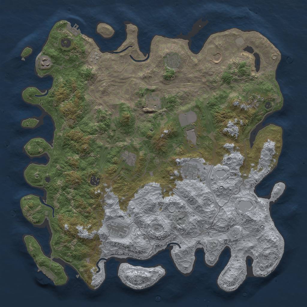 Rust Map: Procedural Map, Size: 4500, Seed: 2027453773, 20 Monuments