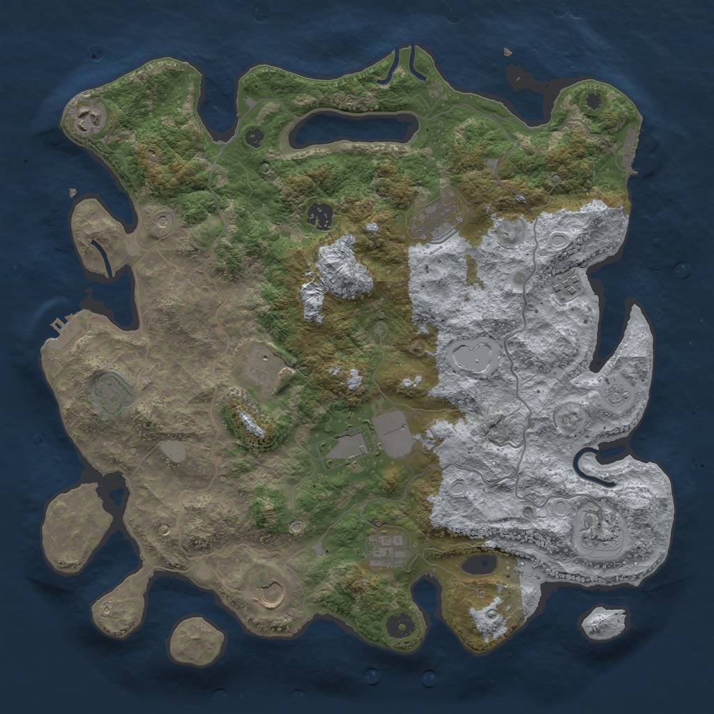 Rust Map: Procedural Map, Size: 4000, Seed: 983425, 19 Monuments