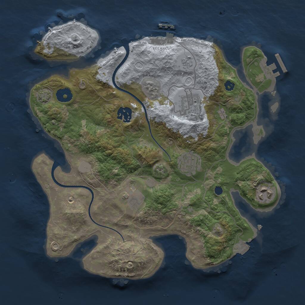 Rust Map: Procedural Map, Size: 3000, Seed: 674643, 10 Monuments