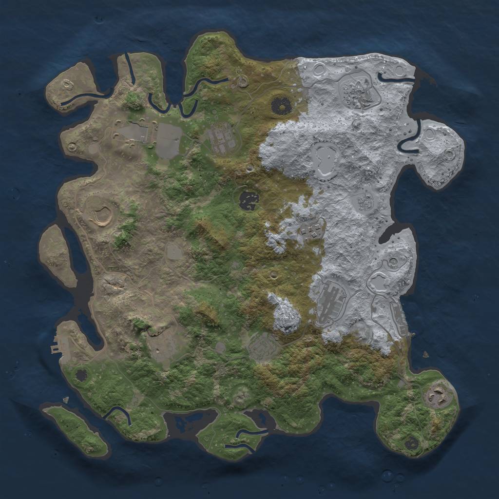 Rust Map: Procedural Map, Size: 3800, Seed: 1829227203, 19 Monuments