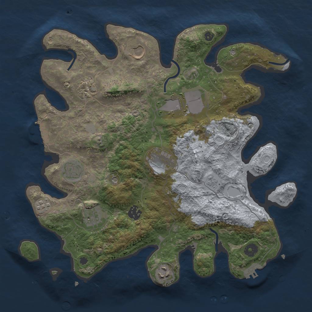 Rust Map: Procedural Map, Size: 3500, Seed: 471943530, 18 Monuments