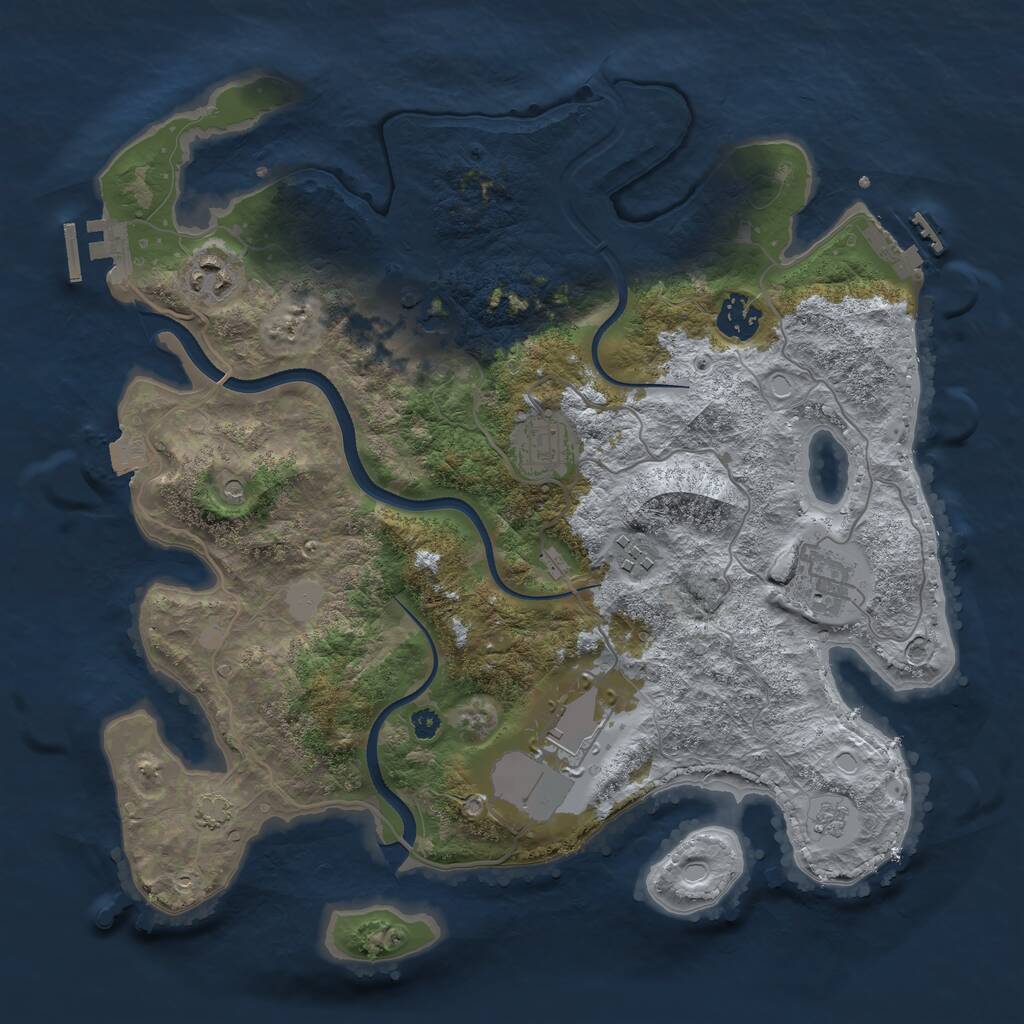 Rust Map: Procedural Map, Size: 3500, Seed: 115419394, 13 Monuments