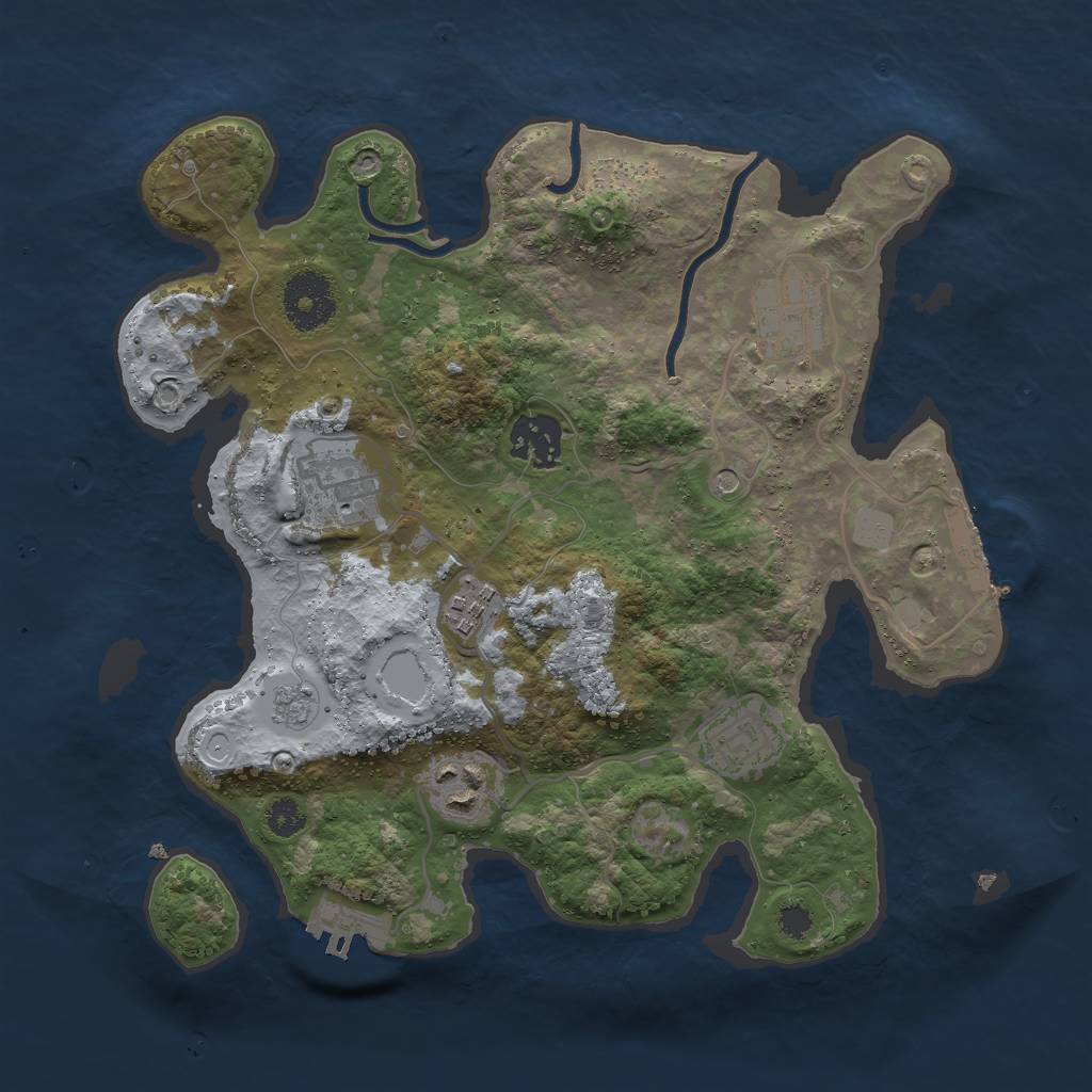 Rust Map: Procedural Map, Size: 3000, Seed: 429432, 15 Monuments