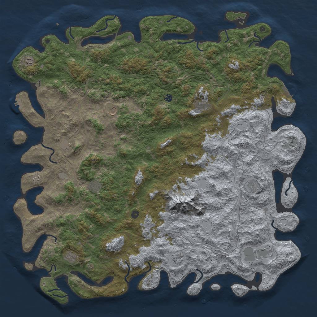 Rust Map: Procedural Map, Size: 6000, Seed: 1932604601, 20 Monuments