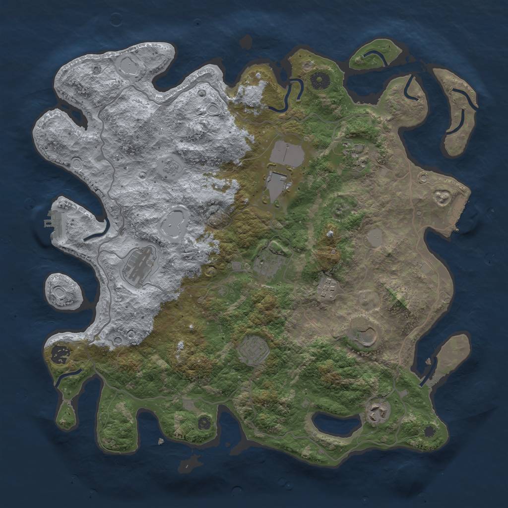Rust Map: Procedural Map, Size: 4000, Seed: 1954, 18 Monuments