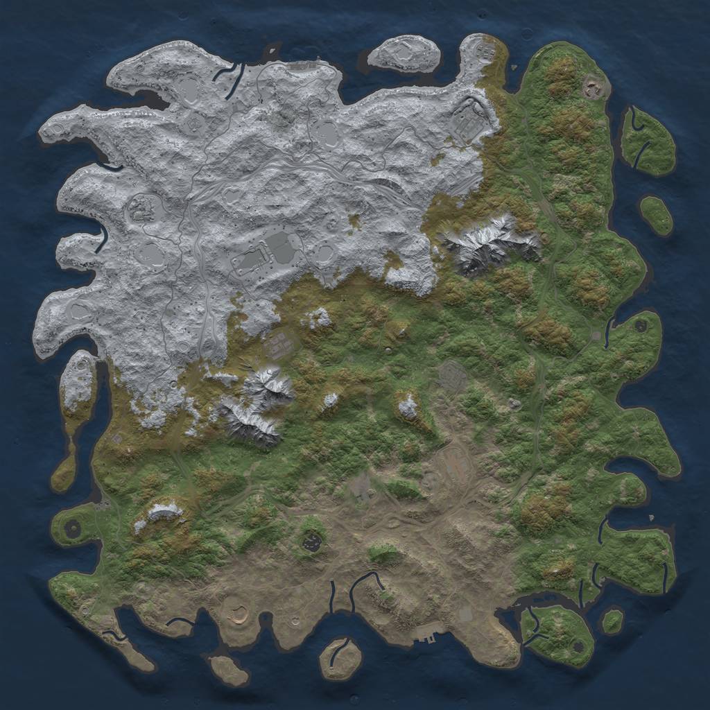 Rust Map: Procedural Map, Size: 6000, Seed: 1073318742, 20 Monuments