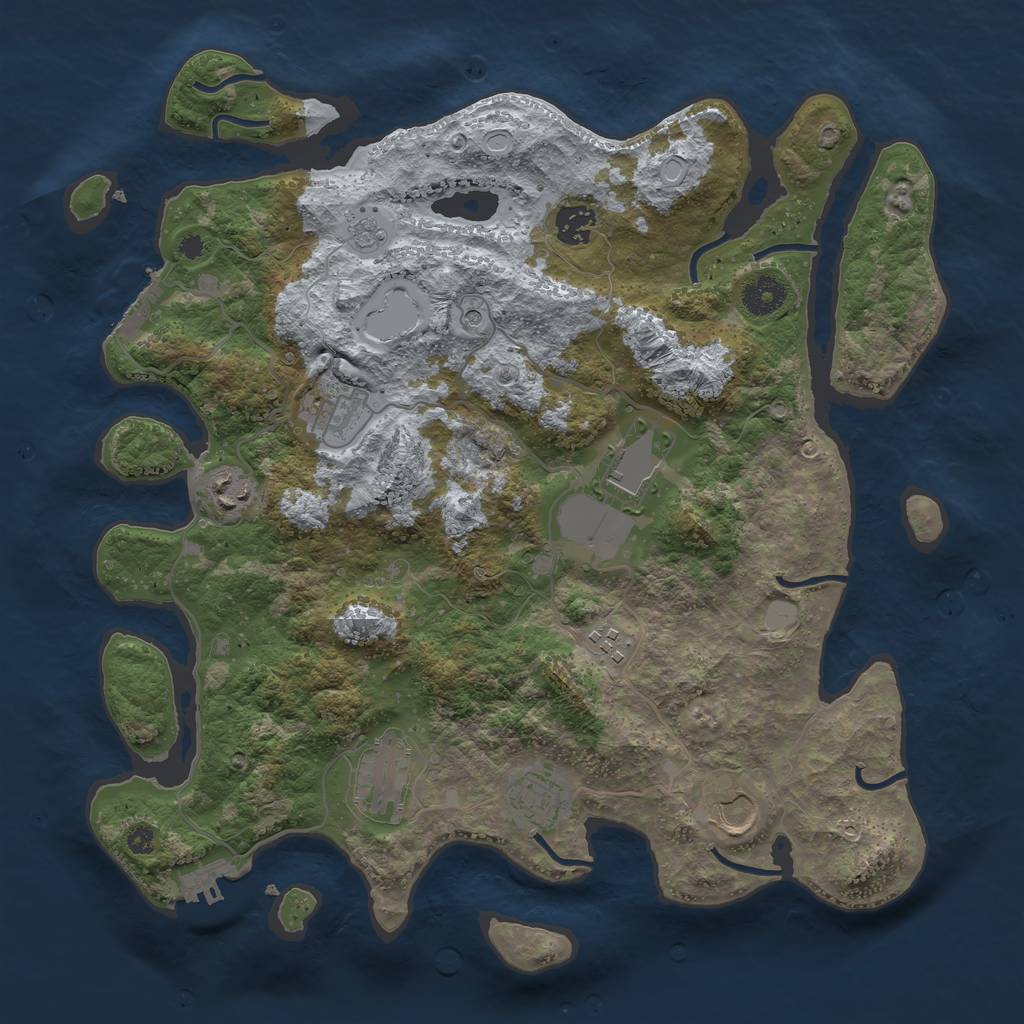 Rust Map: Procedural Map, Size: 3750, Seed: 434861294, 17 Monuments