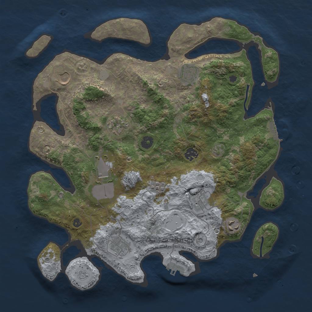 Rust Map: Procedural Map, Size: 3700, Seed: 1071491902, 18 Monuments