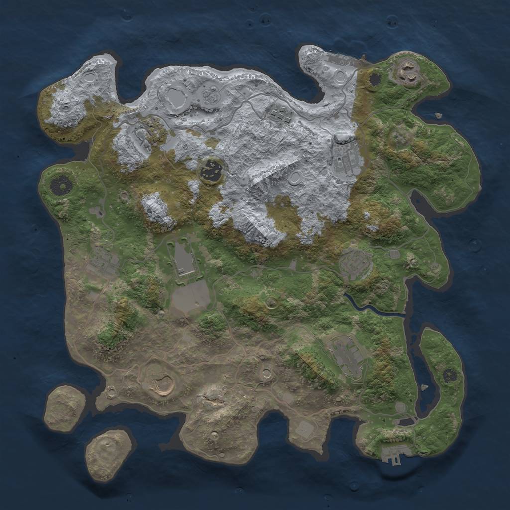 Rust Map: Procedural Map, Size: 3650, Seed: 1812937728, 19 Monuments