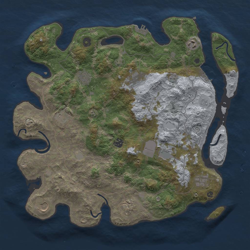 Rust Map: Procedural Map, Size: 4000, Seed: 345535, 19 Monuments