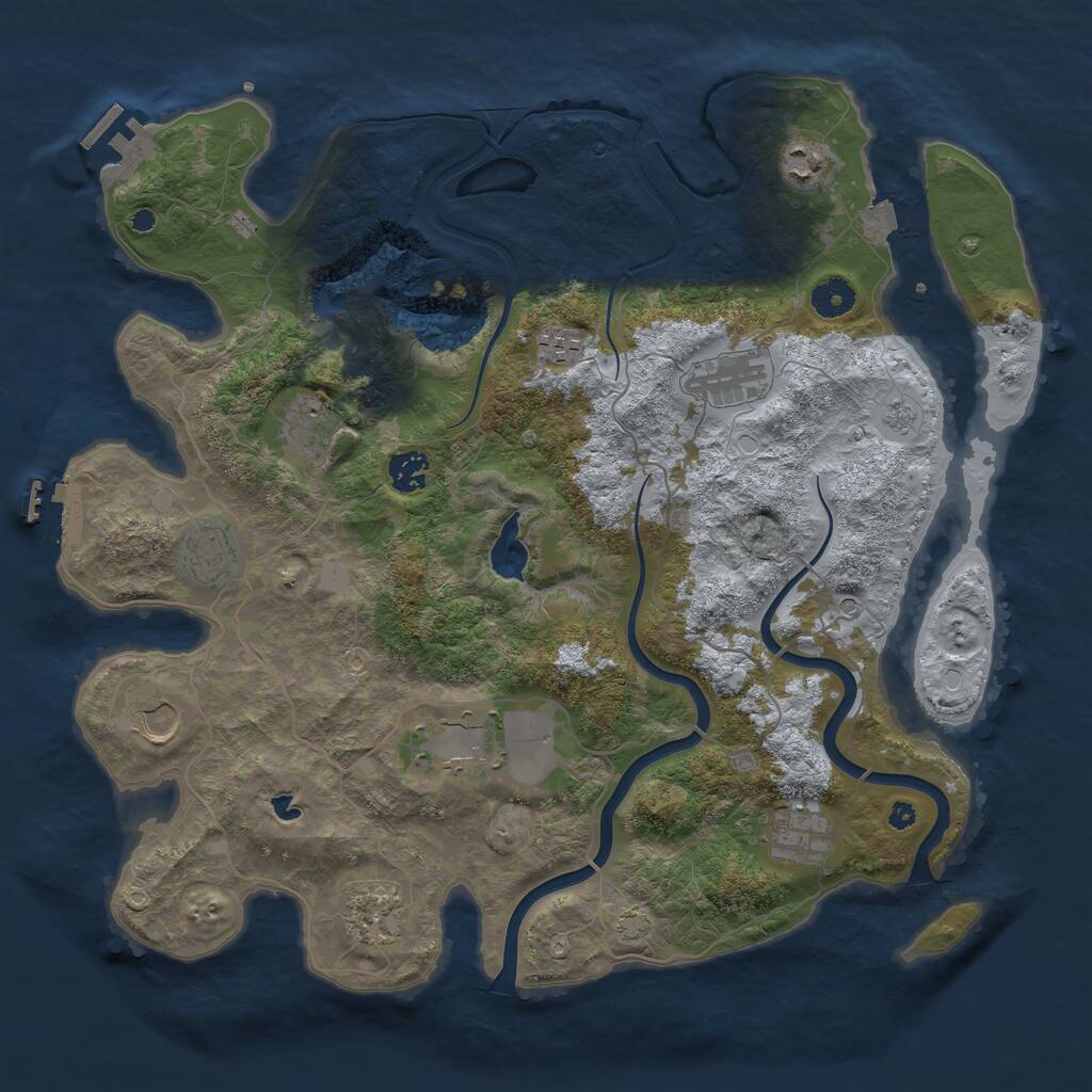 Rust Map: Procedural Map, Size: 4000, Seed: 345535, 16 Monuments