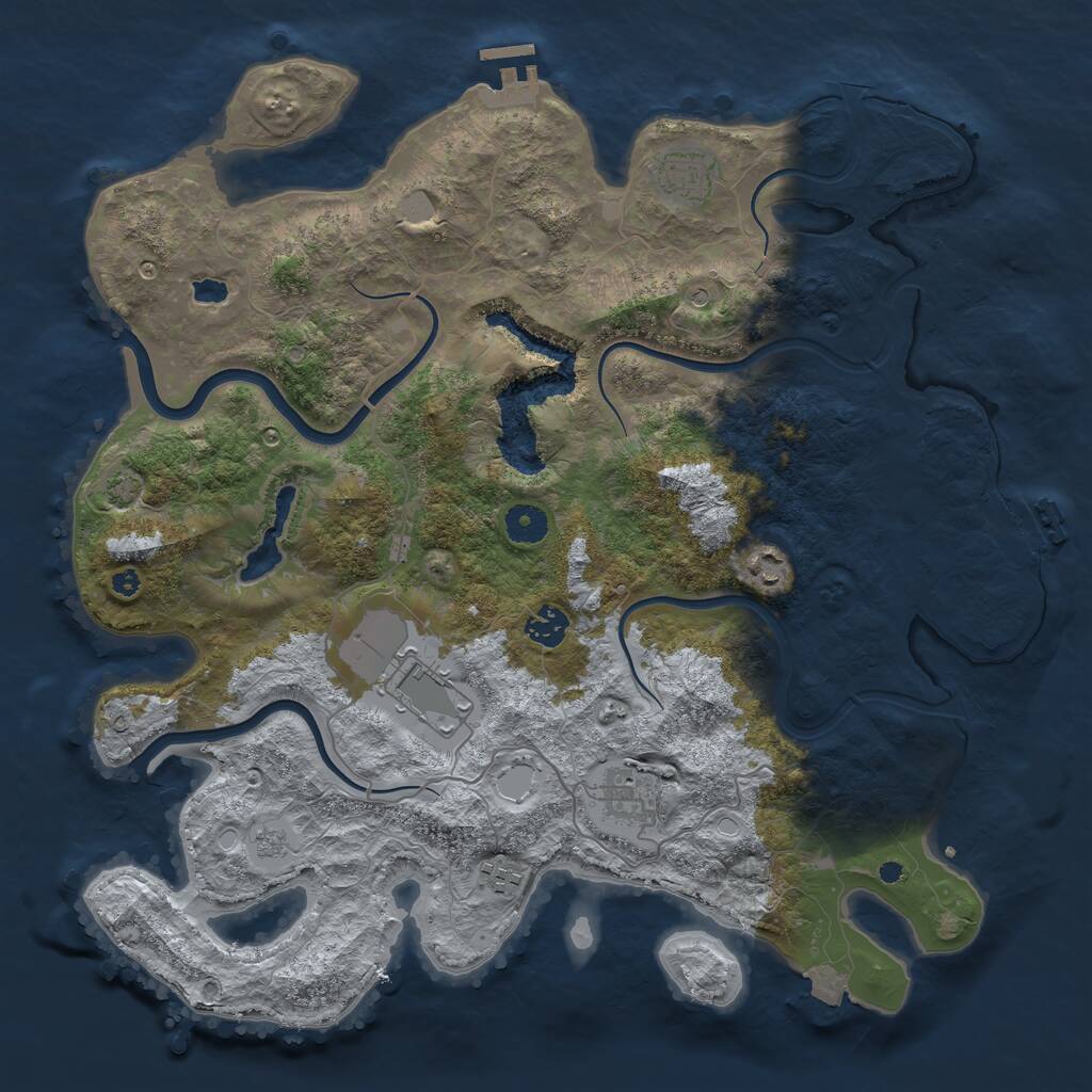Rust Map: Procedural Map, Size: 4000, Seed: 934899693, 12 Monuments