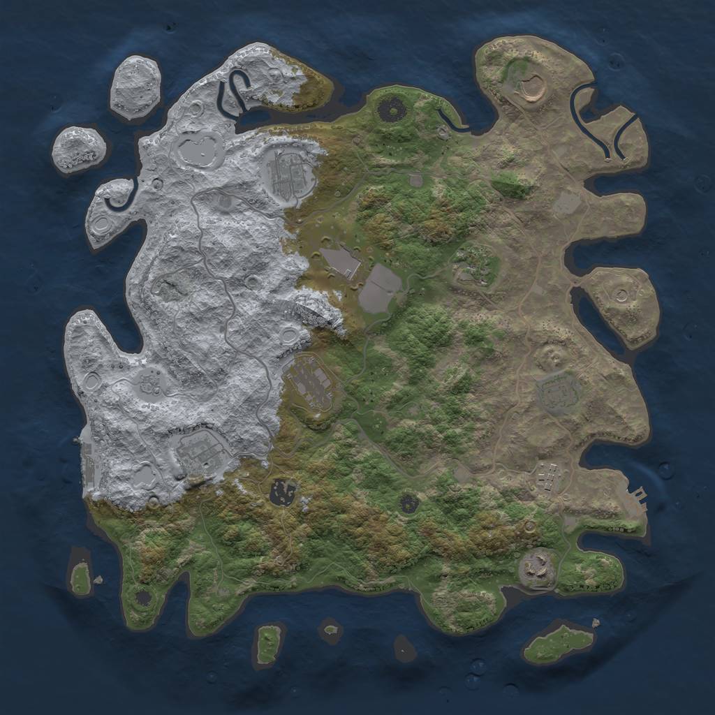 Rust Map: Procedural Map, Size: 4000, Seed: 1752140879, 19 Monuments