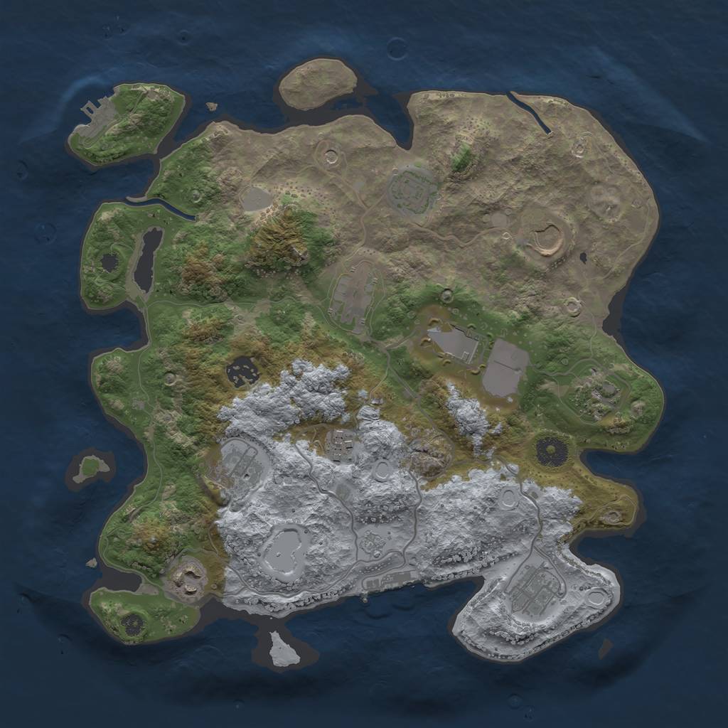 Rust Map: Procedural Map, Size: 3500, Seed: 669722112, 19 Monuments
