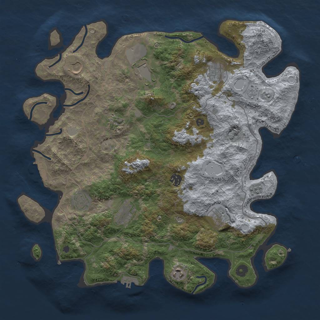 Rust Map: Procedural Map, Size: 4000, Seed: 1988821328, 19 Monuments