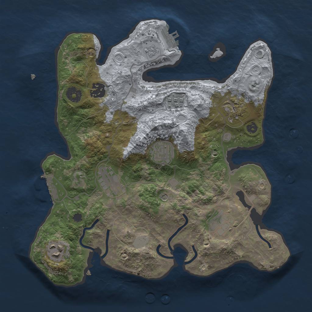 Rust Map: Procedural Map, Size: 3000, Seed: 670591, 16 Monuments