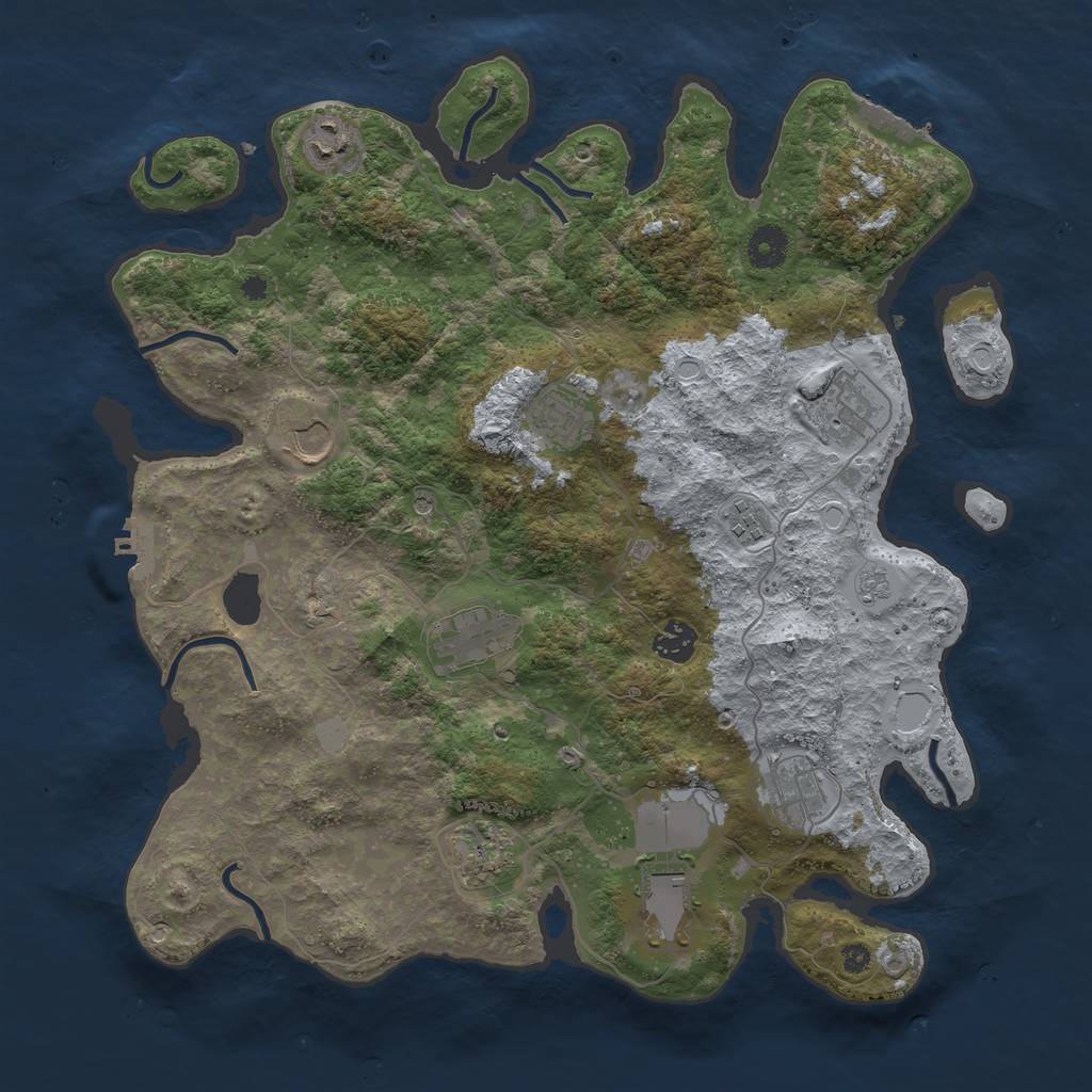 Rust Map: Procedural Map, Size: 3850, Seed: 2072781, 19 Monuments