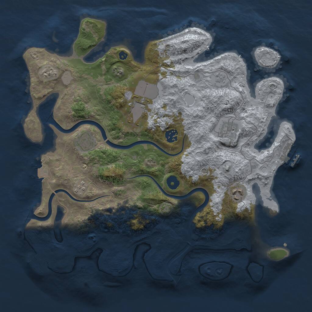 Rust Map: Procedural Map, Size: 3600, Seed: 629090605, 12 Monuments