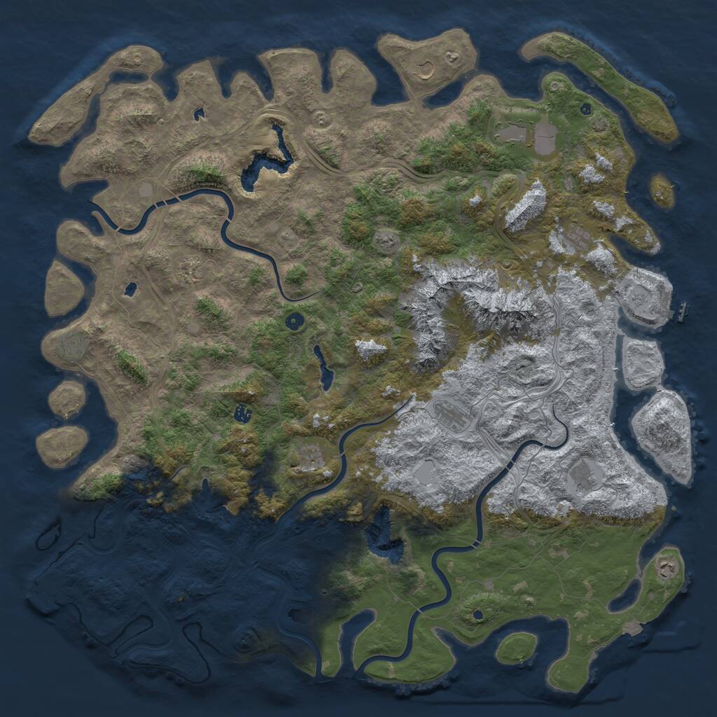 Rust Map: Procedural Map, Size: 6000, Seed: 2001091087, 17 Monuments