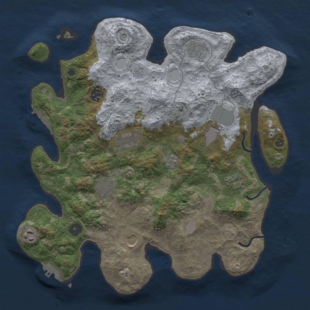 Rust Map: Procedural Map, Size: 3650, Seed: 1175675008, 18 Monuments