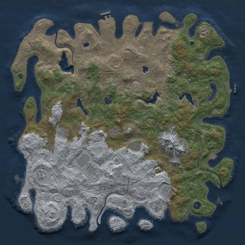 Rust Map: Procedural Map, Size: 5000, Seed: 715517, 16 Monuments