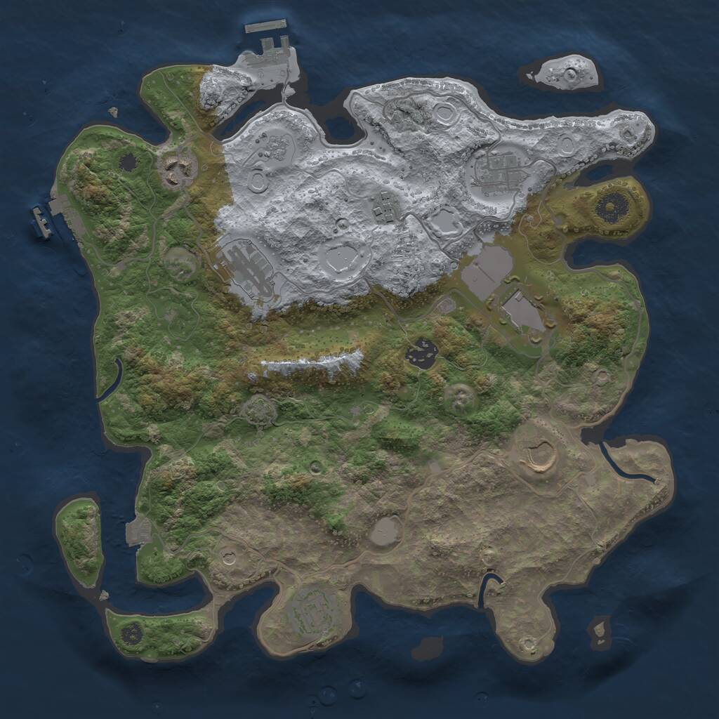 Rust Map: Procedural Map, Size: 3500, Seed: 7458746, 14 Monuments