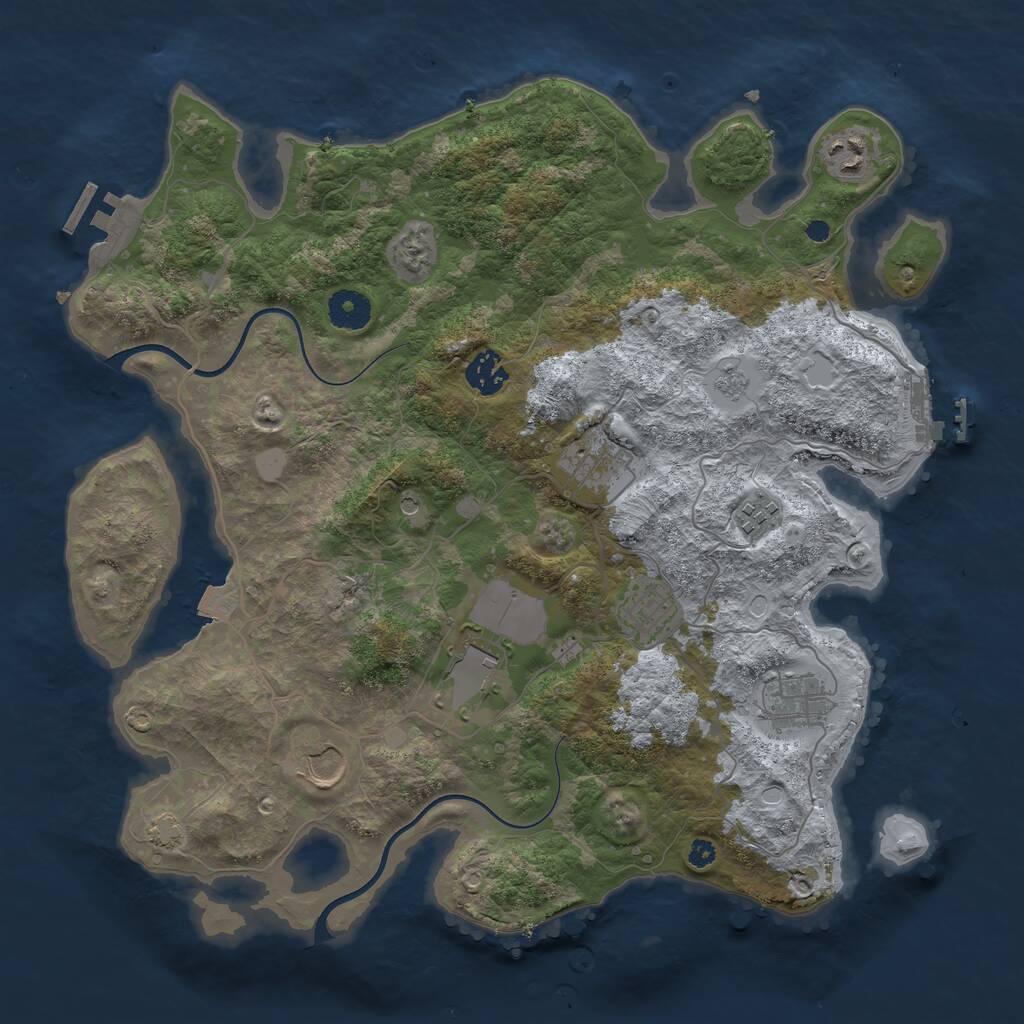 Rust Map: Procedural Map, Size: 3700, Seed: 2012311776, 14 Monuments