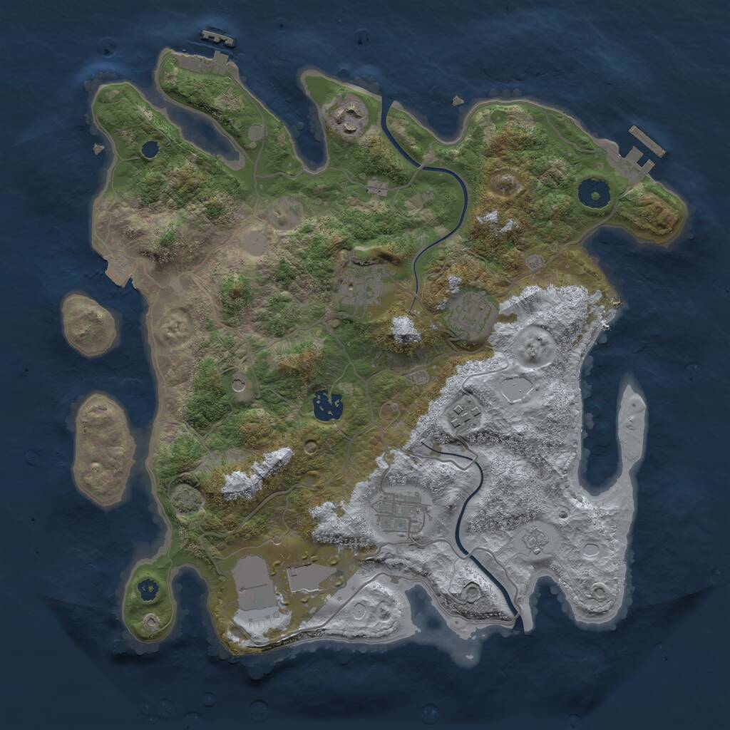 Rust Map: Procedural Map, Size: 3500, Seed: 35453175, 13 Monuments