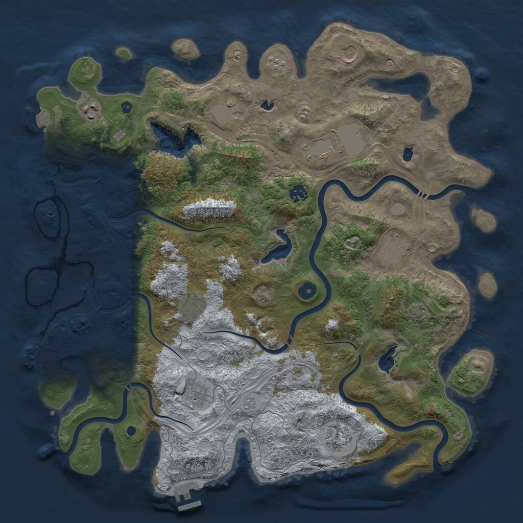 Rust Map: Procedural Map, Size: 4500, Seed: 1581454246, 16 Monuments