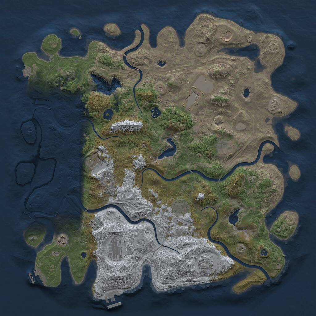 Rust Map: Procedural Map, Size: 4500, Seed: 1581454246, 16 Monuments