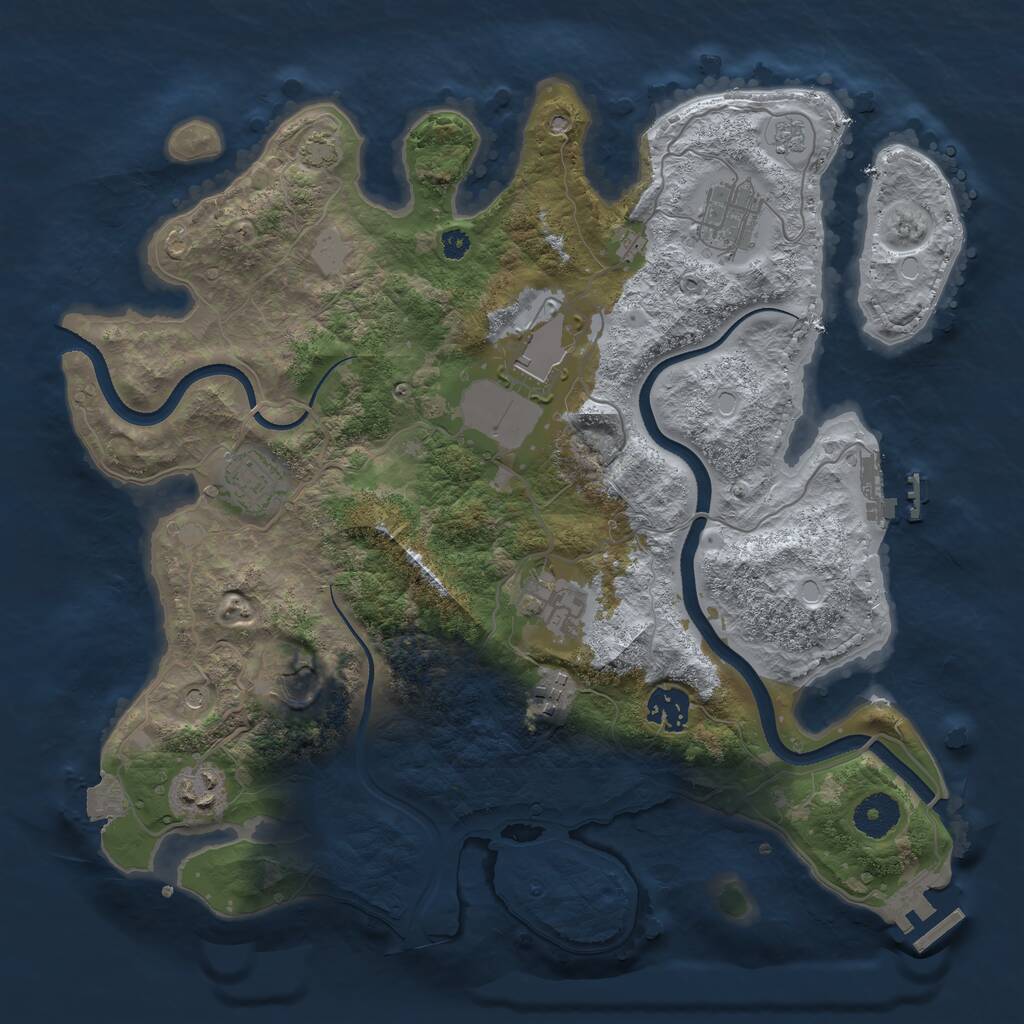 Rust Map: Procedural Map, Size: 3500, Seed: 43721895, 14 Monuments