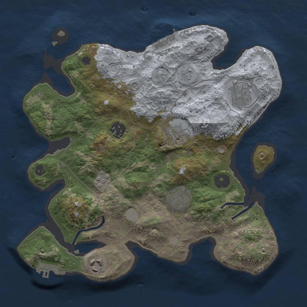 Rust Map: Procedural Map, Size: 3000, Seed: 713212343, 15 Monuments