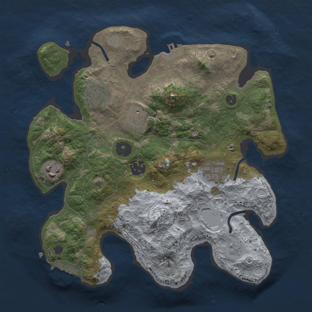 Rust Map: Procedural Map, Size: 3000, Seed: 1001406631, 14 Monuments