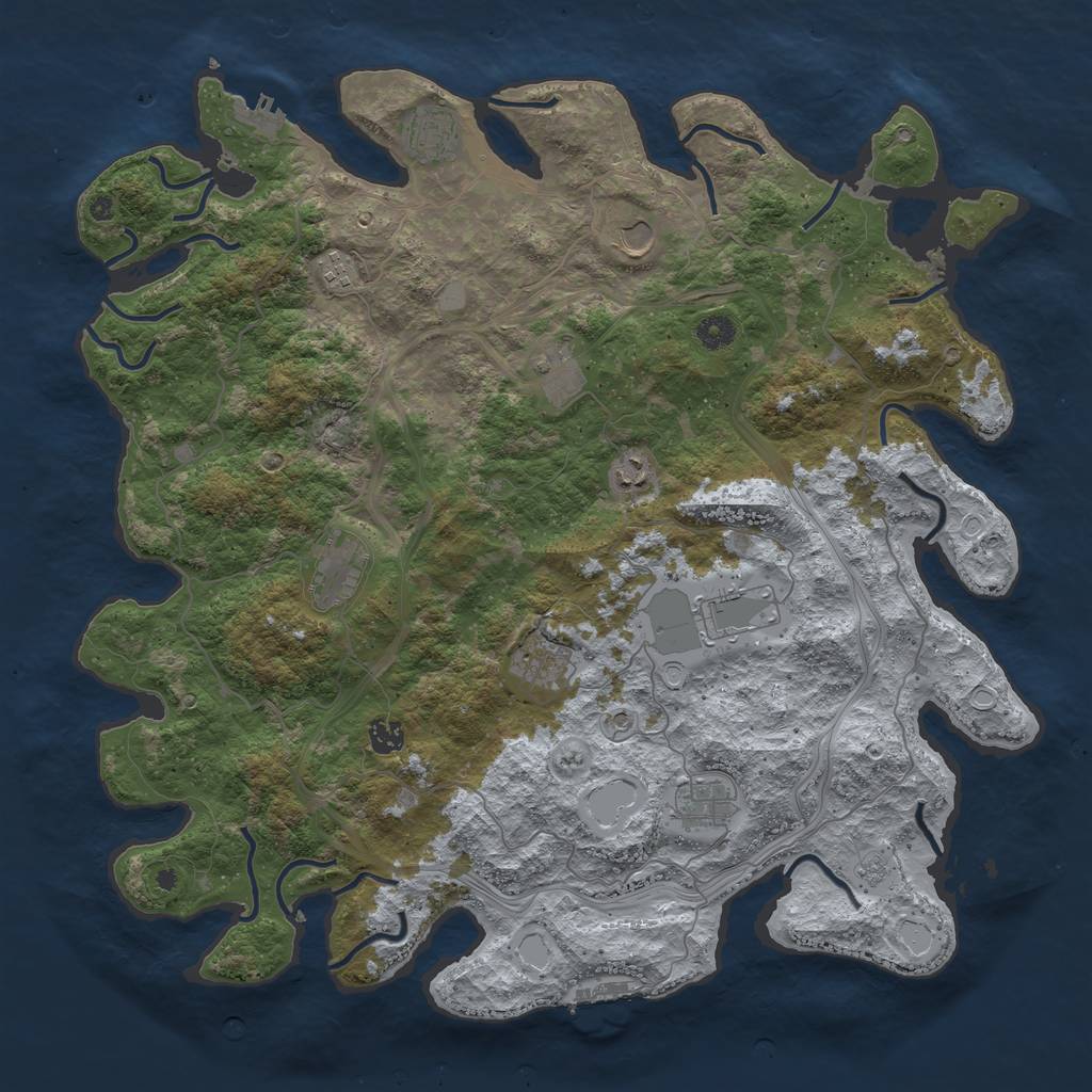 Rust Map: Procedural Map, Size: 4500, Seed: 4255655, 19 Monuments