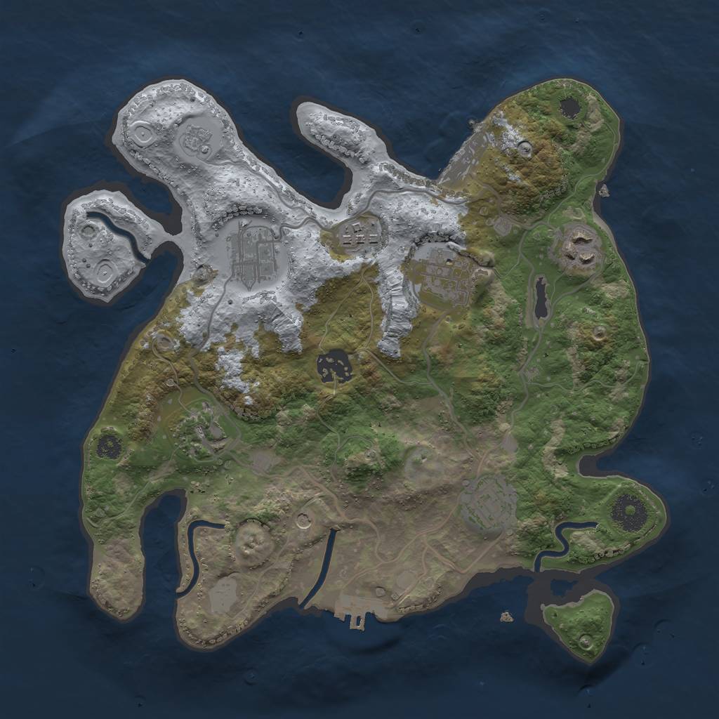 Rust Map: Procedural Map, Size: 3000, Seed: 1036858829, 16 Monuments