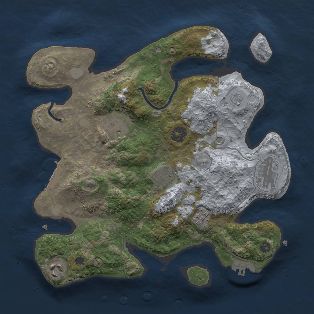 Rust Map: Procedural Map, Size: 3000, Seed: 11037, 12 Monuments