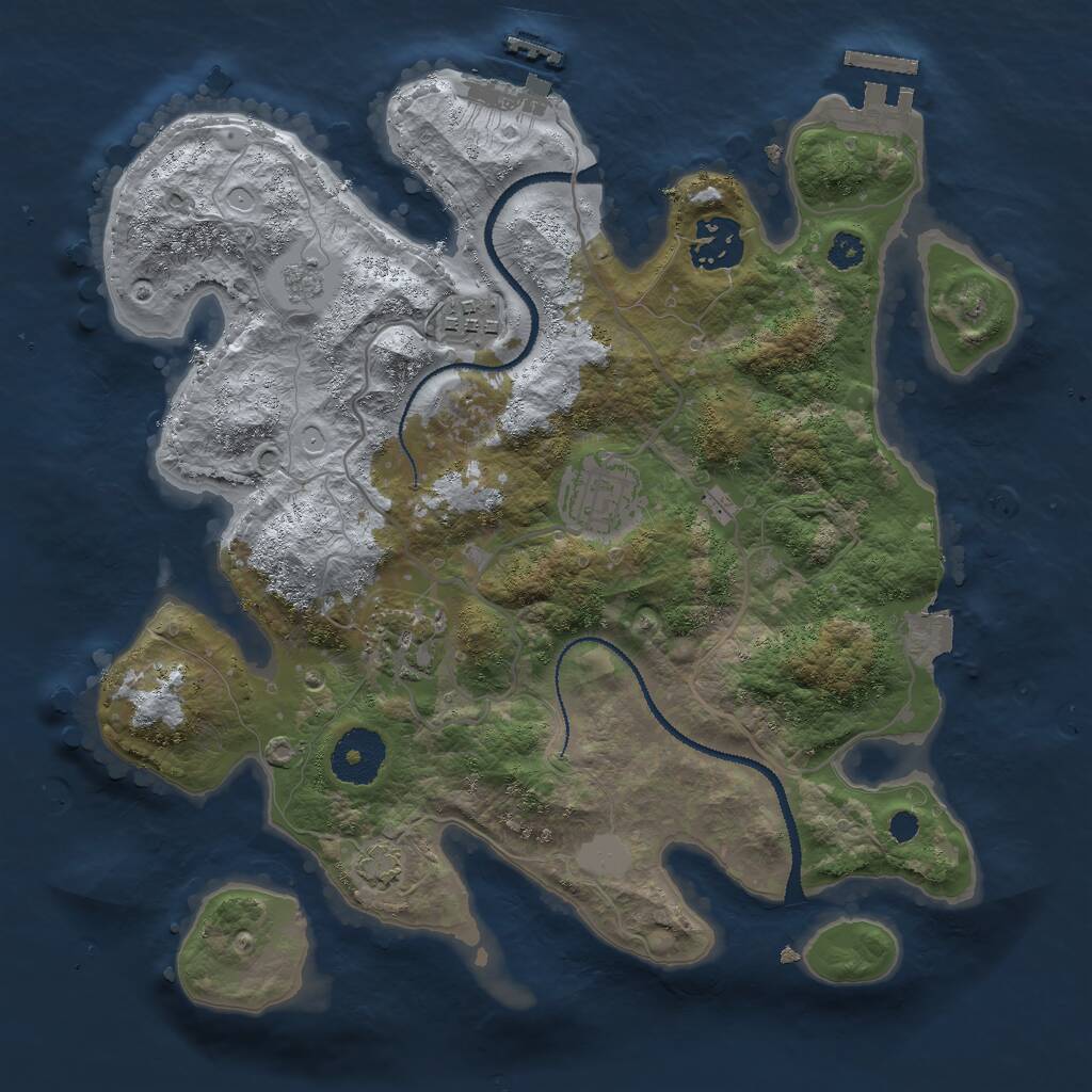 Rust Map: Procedural Map, Size: 3000, Seed: 685218909, 9 Monuments