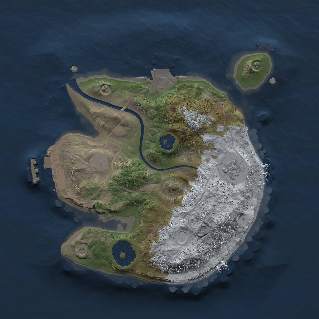 Rust Map: Procedural Map, Size: 2000, Seed: 7293, 3 Monuments
