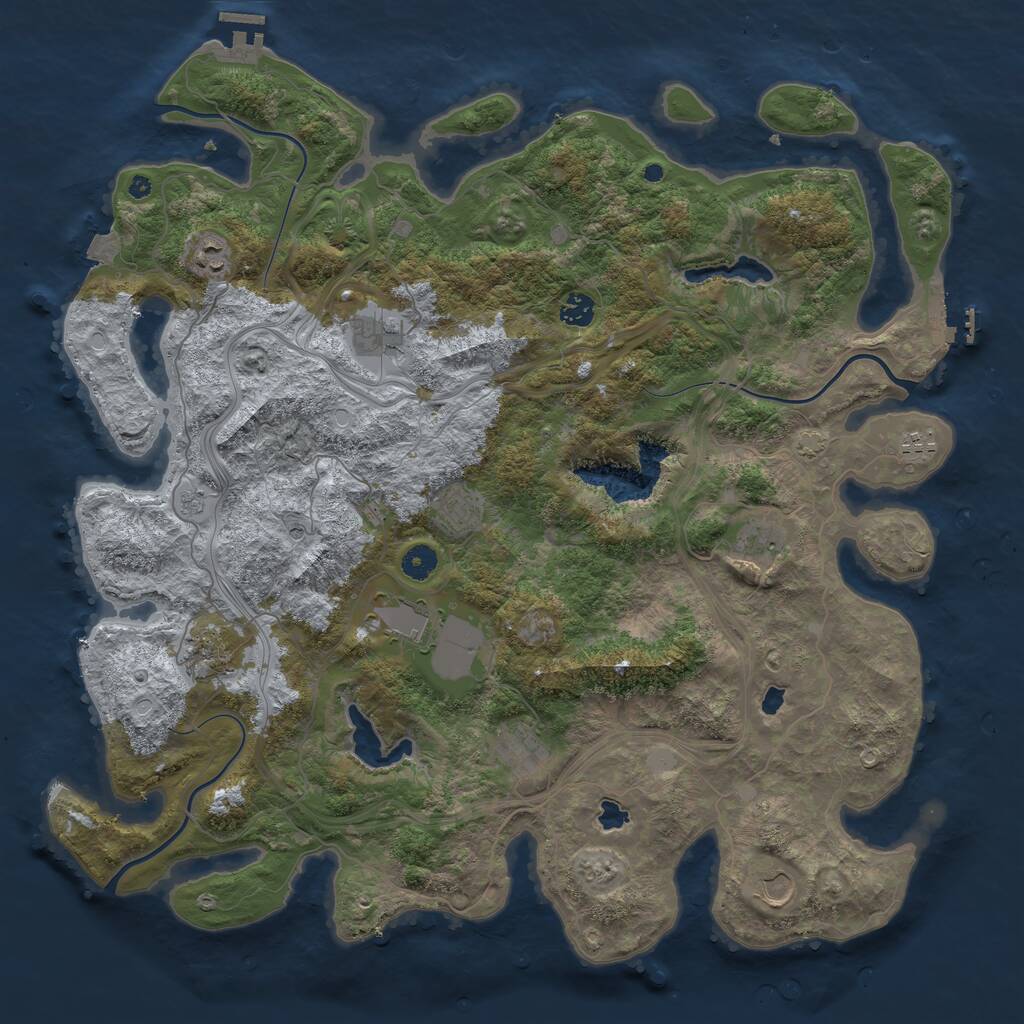 Rust Map: Procedural Map, Size: 4500, Seed: 1078721031, 16 Monuments