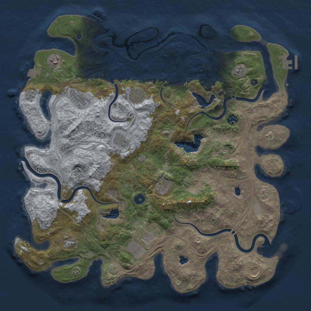 Rust Map: Procedural Map, Size: 4500, Seed: 1078721031, 16 Monuments