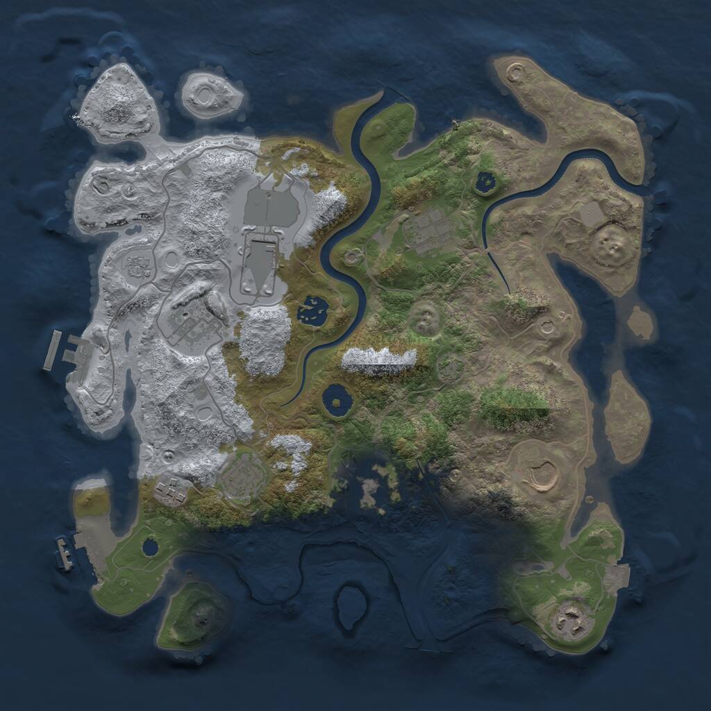 Rust Map: Procedural Map, Size: 3500, Seed: 1356832730, 15 Monuments