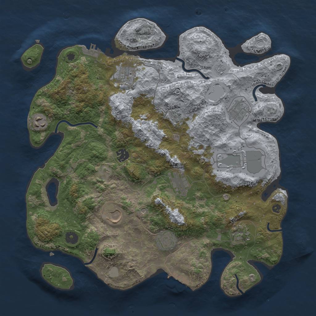 Rust Map: Procedural Map, Size: 3700, Seed: 1267595373, 19 Monuments