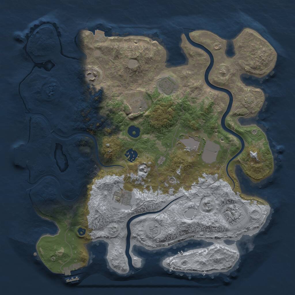 Rust Map: Procedural Map, Size: 3600, Seed: 1585463715, 14 Monuments
