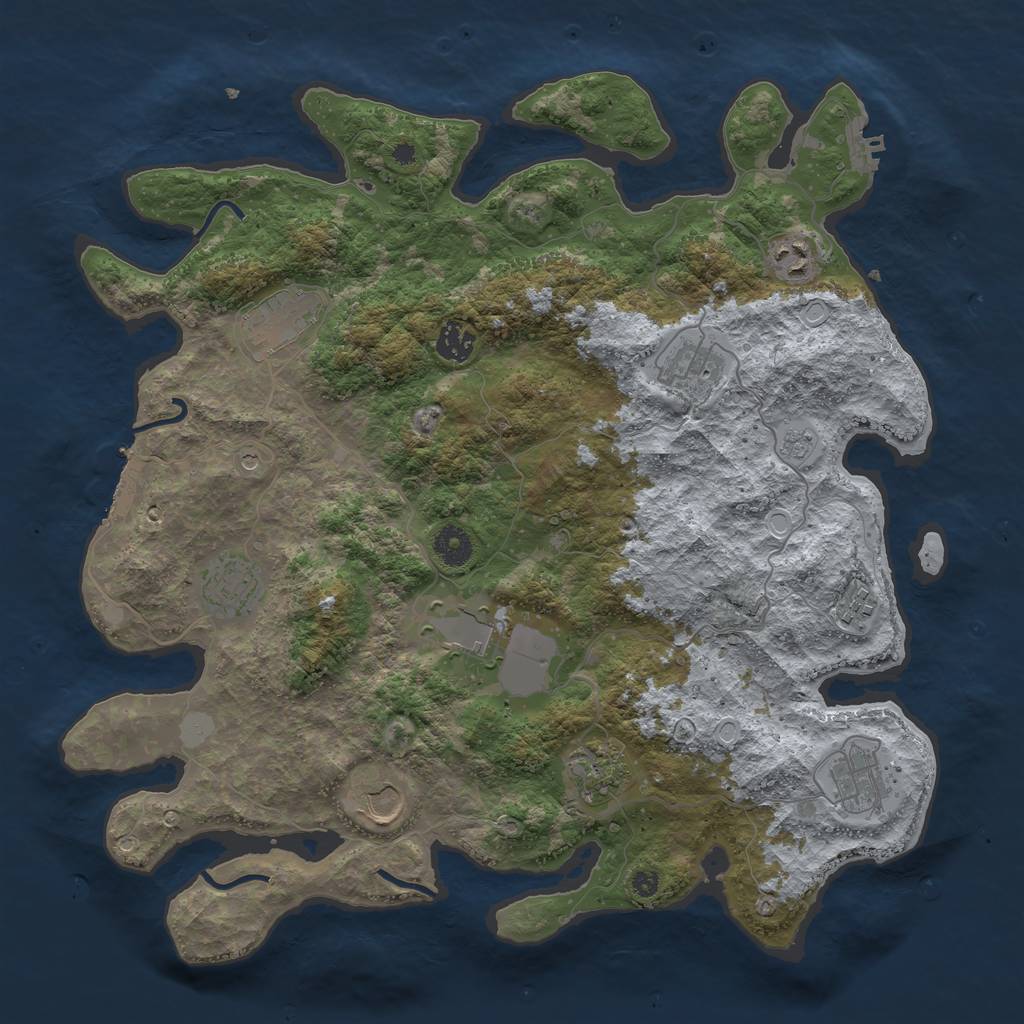 Rust Map: Procedural Map, Size: 3950, Seed: 246765568, 19 Monuments