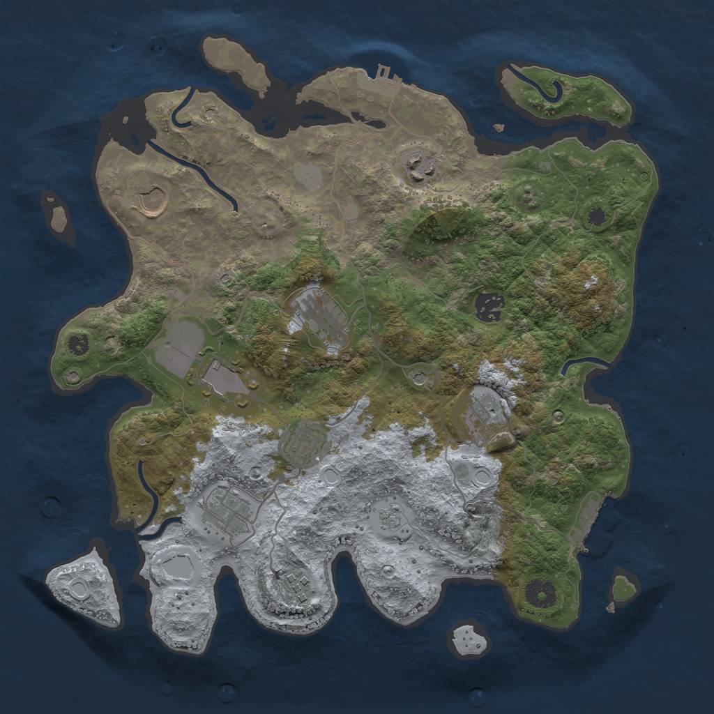 Rust Map: Procedural Map, Size: 3500, Seed: 23716766, 18 Monuments