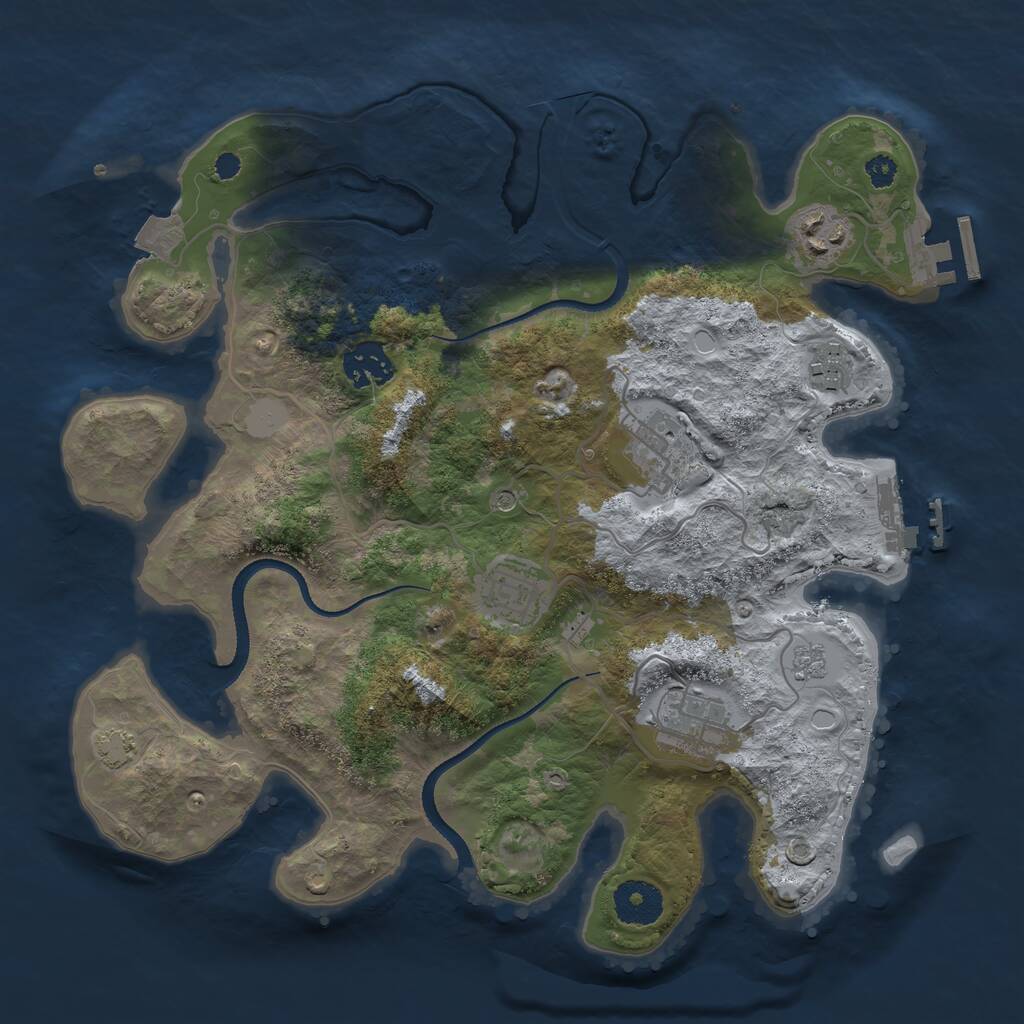 Rust Map: Procedural Map, Size: 3250, Seed: 661285899, 12 Monuments
