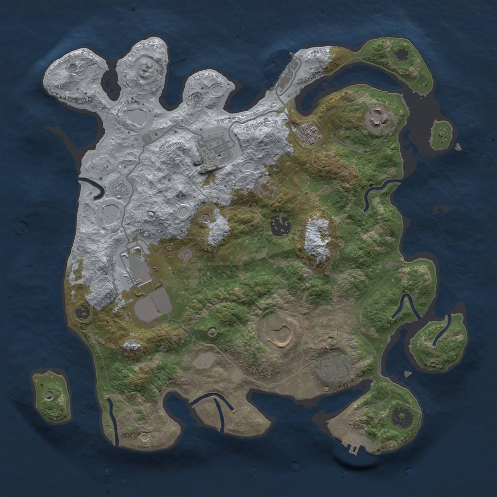 Rust Map: Procedural Map, Size: 3500, Seed: 768431911, 16 Monuments